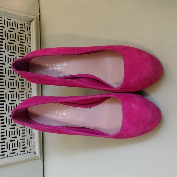 Women's Carvela Kurt Geiger 38 hot rich Barbie pink 5" heel platform pumps - Picture 2 of 6